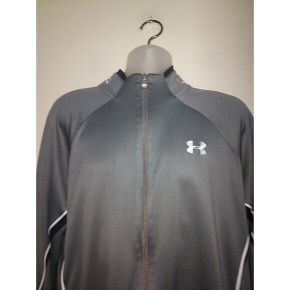 Under Armour Mens Track Jacket XL Long Sleeve Full Zip Athletic Polyester Gray - Picture 2 of 8